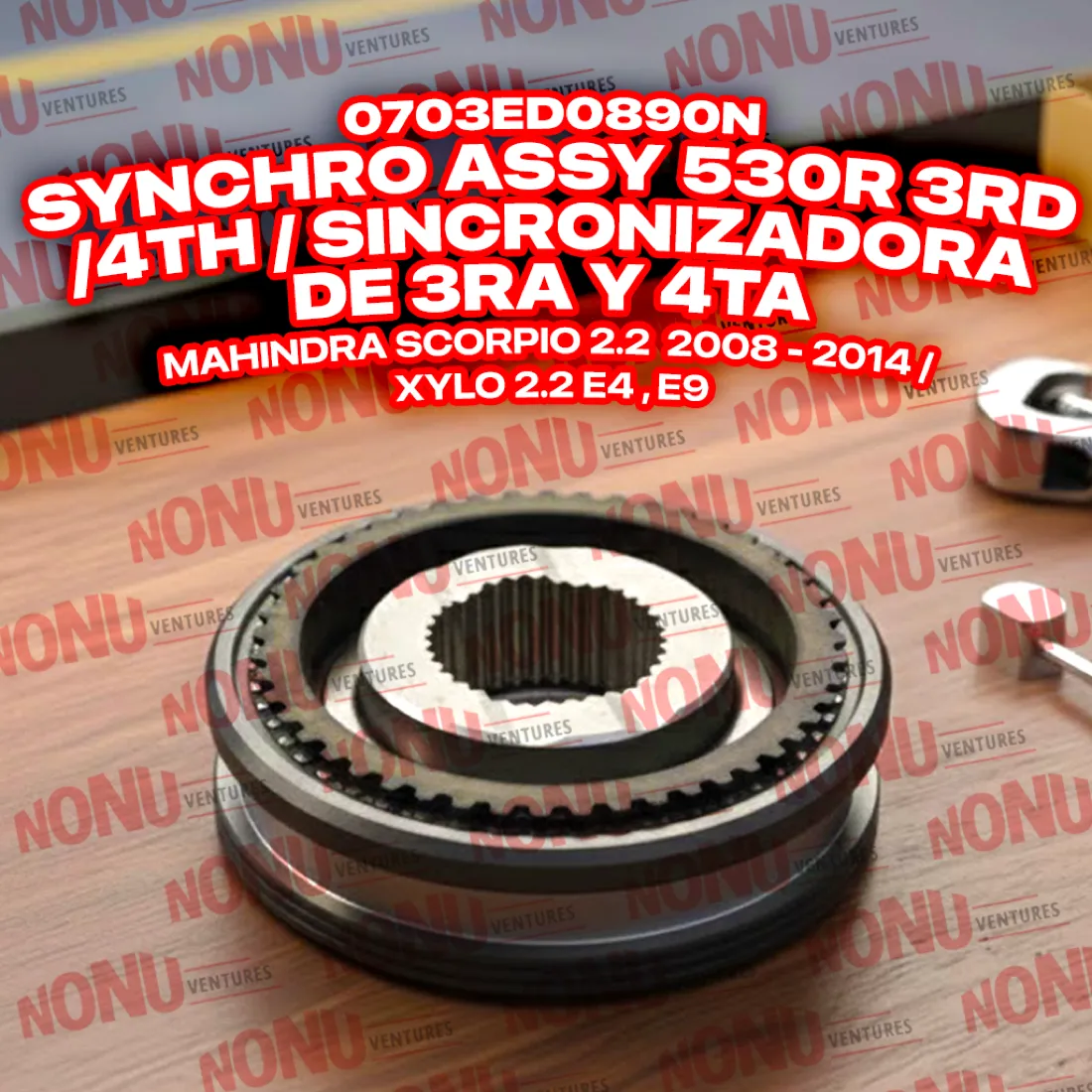 0703ED0890N Synchro Assy 530R 3rd & 4th | Mahindra Scorpio OEM | Nonu Ventures Synchro Assy 530R 3rd & 4th product photo — Mahindra OEM 0703ED0890N for Mahindra Scorpio — Nonu Ventures